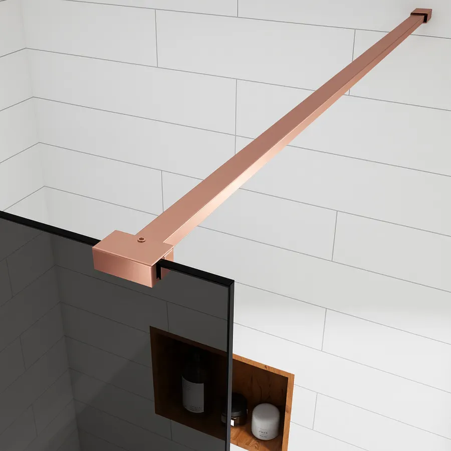 Walk-in | perete de duș Rose Gold, cu sticlă fumurie 110, 200cm, 8mm, NANO