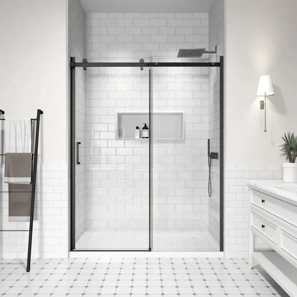 Belvero | ușă de duș glisantă Black 120, 195cm, 6mm, NANO