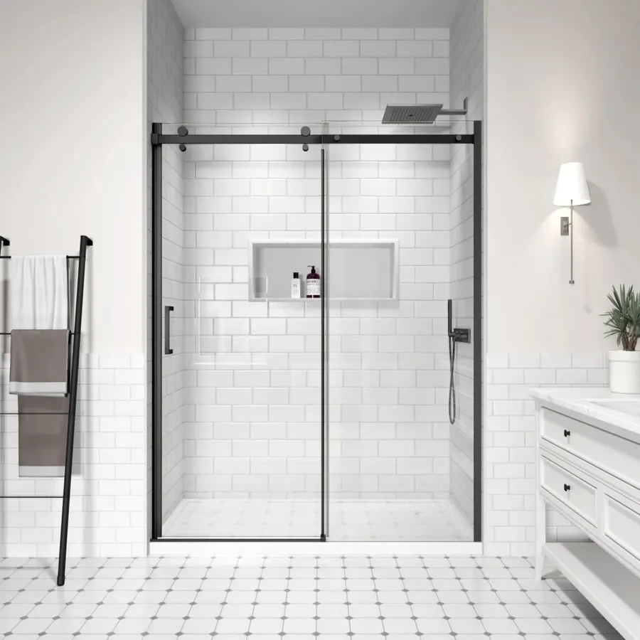 Belvero | ușă de duș glisantă Black 120, 195cm, 6mm, NANO