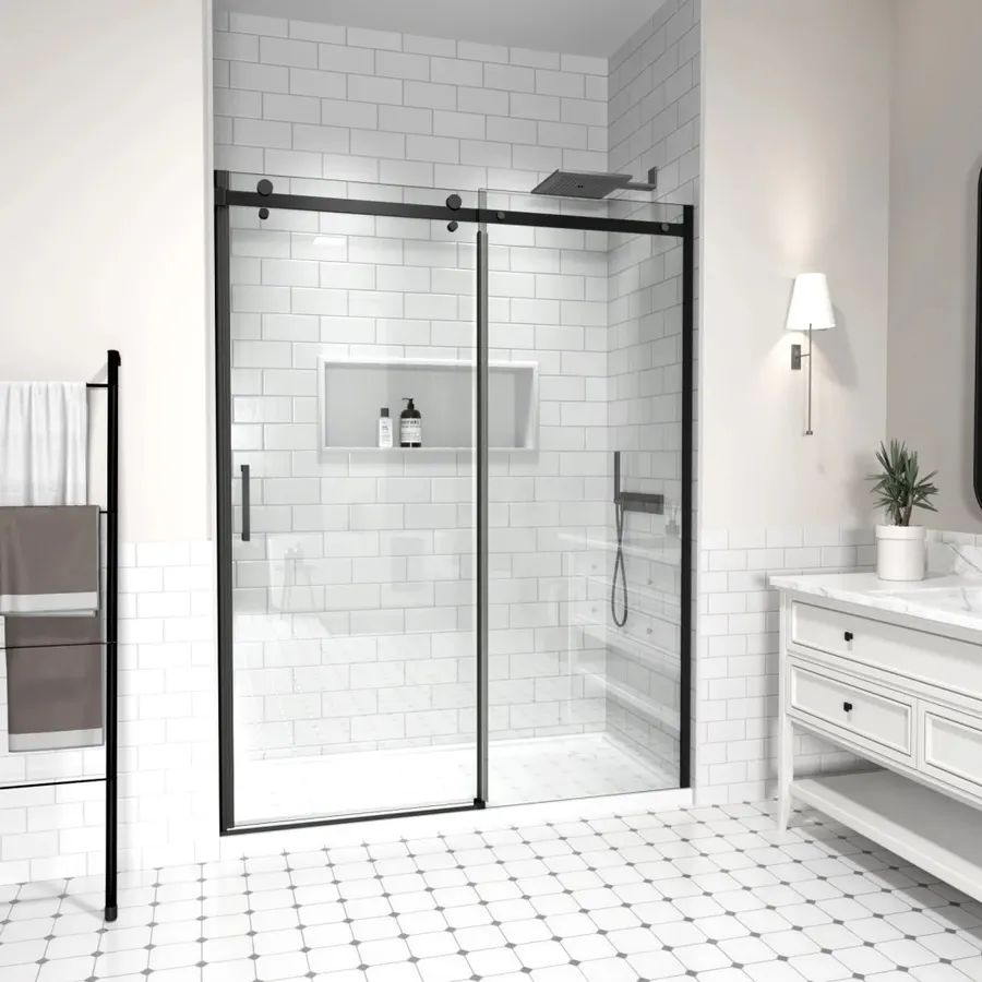 Belvero | ușă de duș glisantă Black 120, 195cm, 6mm, NANO