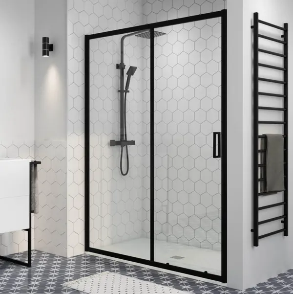 Elche | ușă de duș glisantă Black 120, 190cm, 6mm, NANO