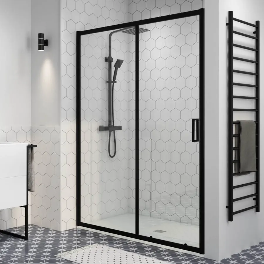 Elche | ușă de duș glisantă Black 120, 190cm, 6mm, NANO