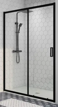 Elche | ușă de duș glisantă Black 130, 190cm, 6mm, NANO