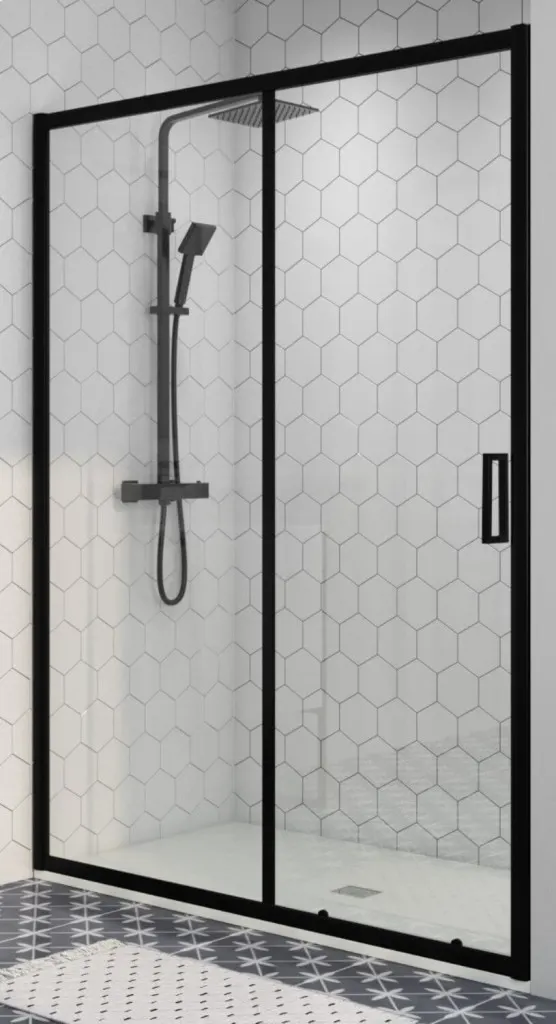 Elche | ușă de duș glisantă Black 140, 190cm, 6mm, NANO