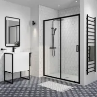 Elche | ușă de duș glisantă Black 140, 190cm, 6mm, NANO