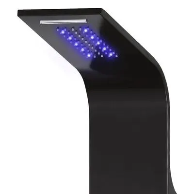 Verona | panou de duș cu termostat Black, oțel inoxidabil, LED