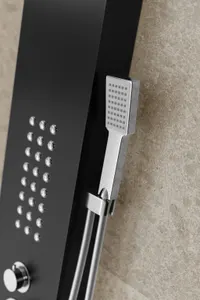 Verona | panou de duș cu termostat Black, oțel inoxidabil, LED