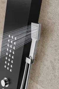 Verona | panou de duș cu termostat Black, oțel inoxidabil, LED