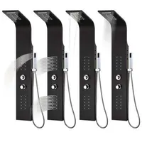 Verona | panou de duș cu termostat Black, oțel inoxidabil, LED