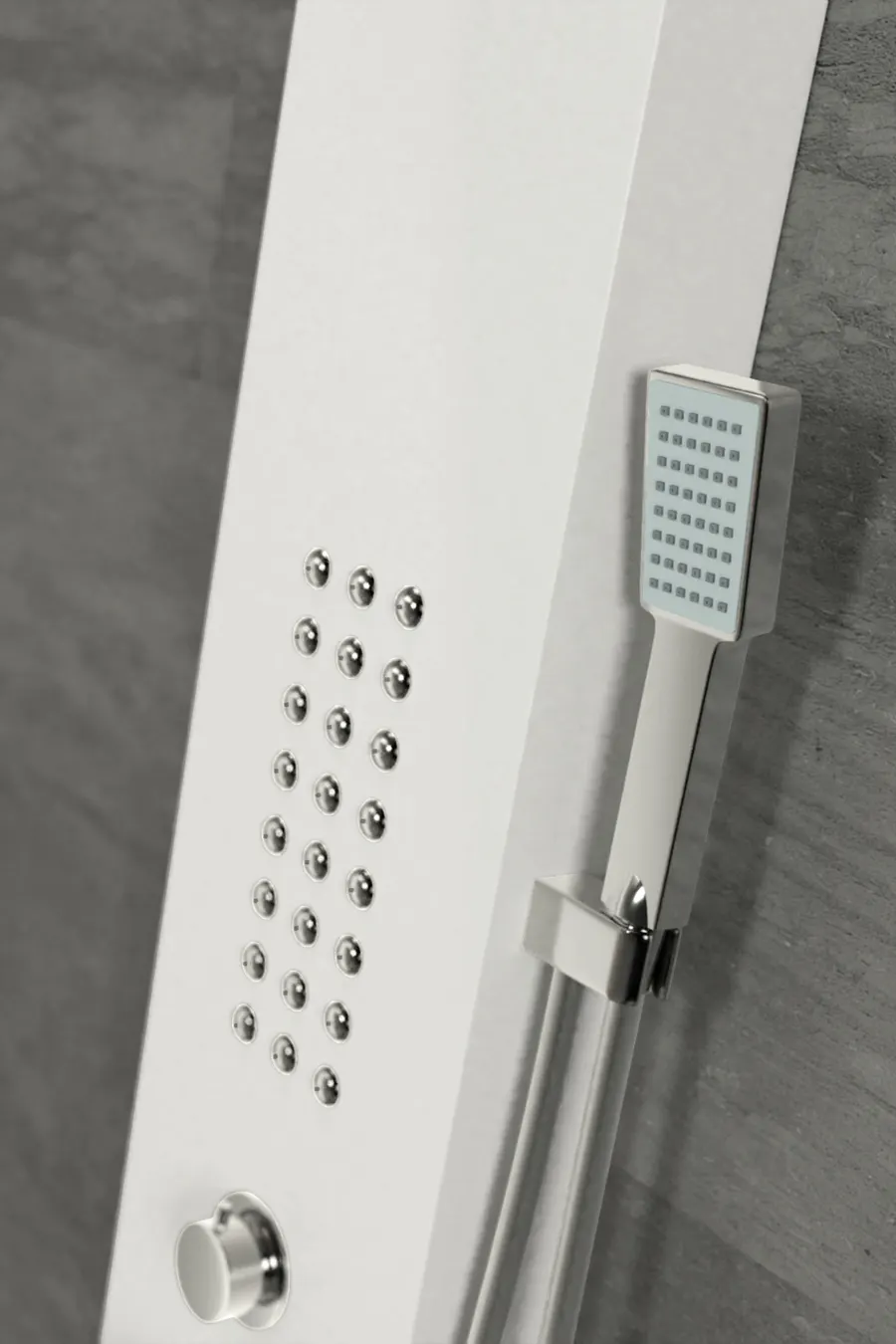 Verona | panou de duș cu termostat White, oțel inoxidabil, LED