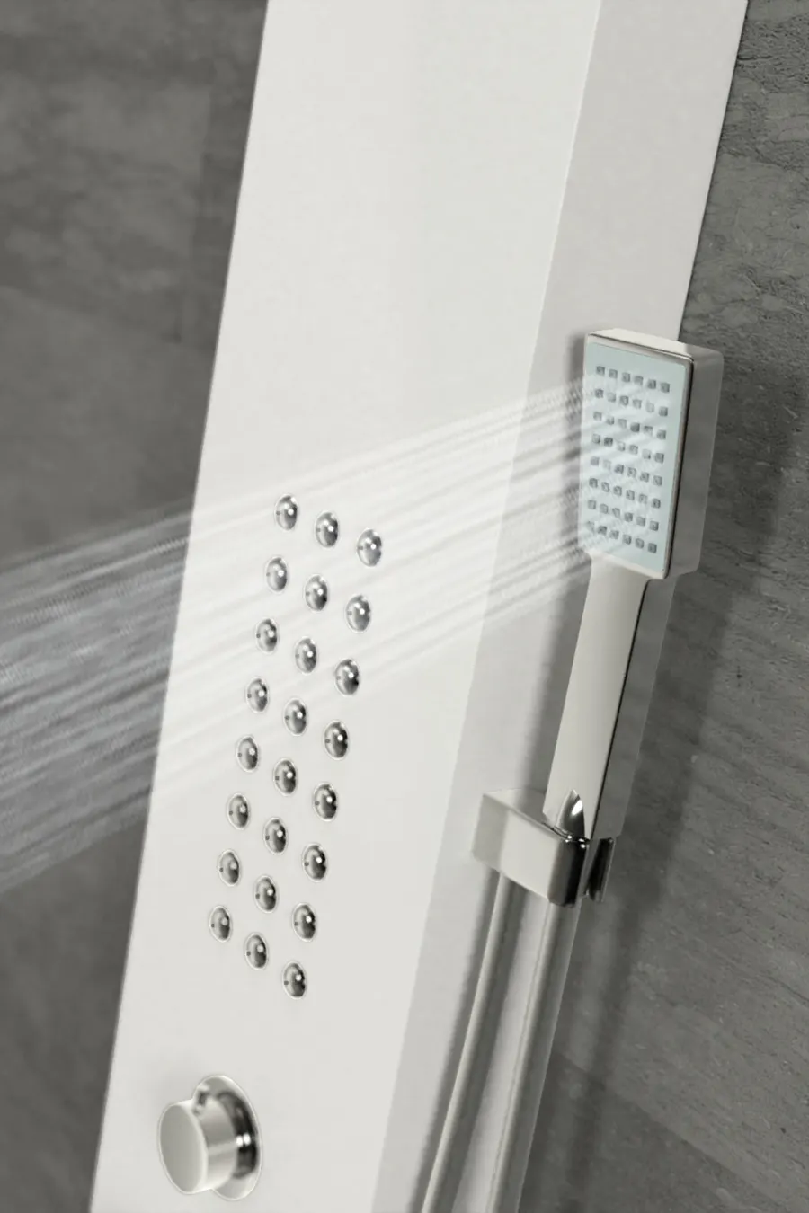 Verona | panou de duș cu termostat White, oțel inoxidabil, LED