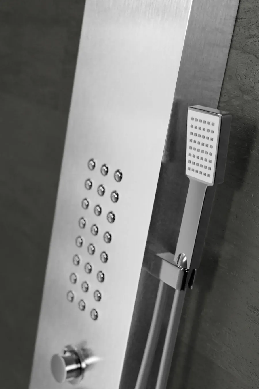 Verona | panou de duș cu termostat Silver, oțel inoxidabil, LED