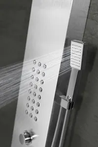Verona | panou de duș cu termostat Silver, oțel inoxidabil, LED