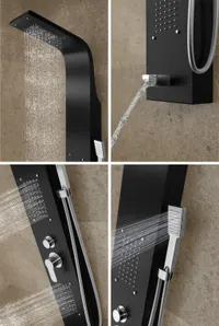 Merin | panou de duș Black, oțel inoxidabil