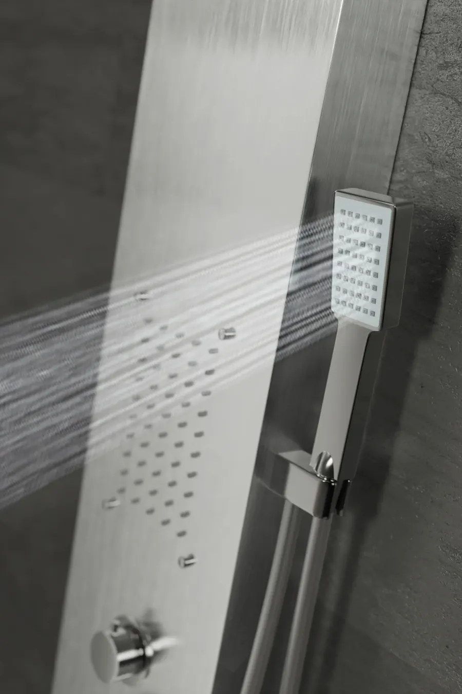 Merin | panou de duș Silver, oțel inoxidabil