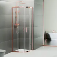 Murcia | cabină de duș semirotundă Rose Gold 90x90, 190cm, 6mm, NANO
